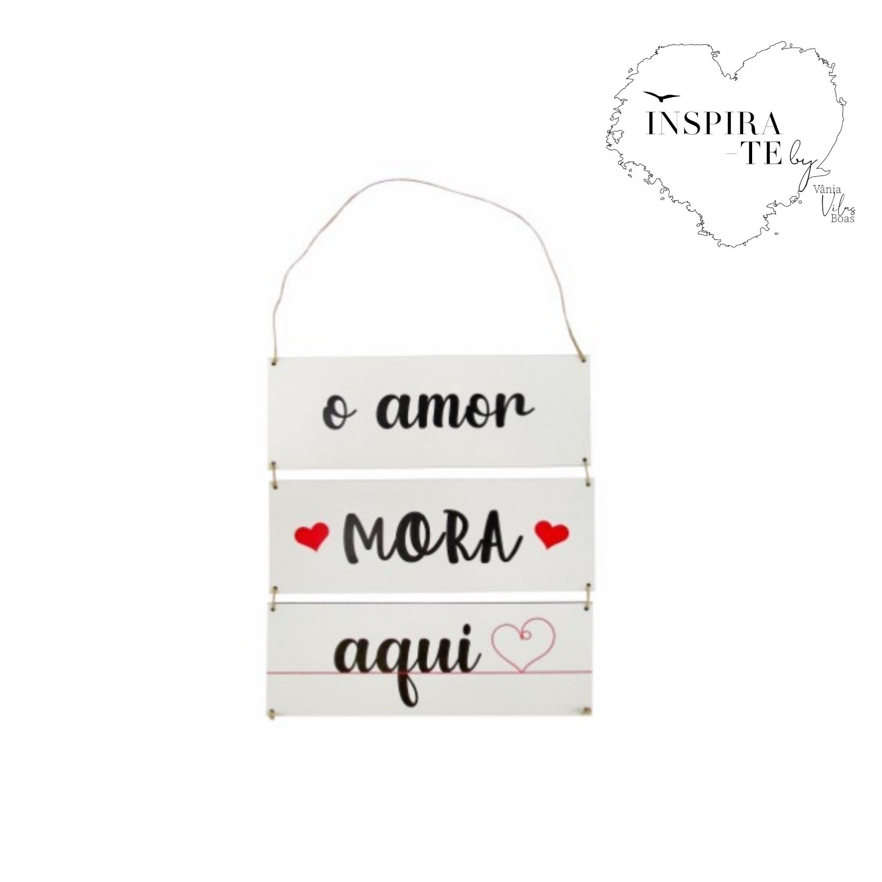 placa o amor branca Placa o Amor mora aqui - Image 1